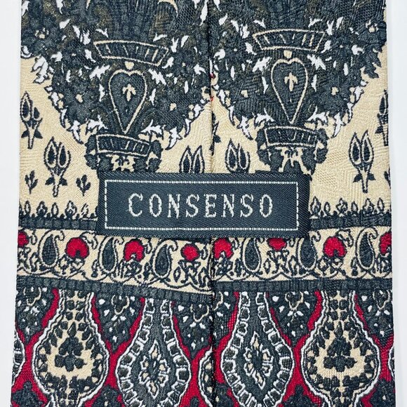 Hand Made Beautiful Red and Gold Paisley Silk Necktie - Picture 5 of 8